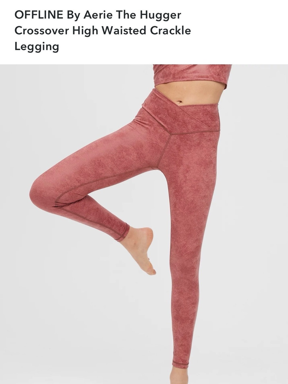 aerie Rose Crossover High-Waist Crackle Leggings